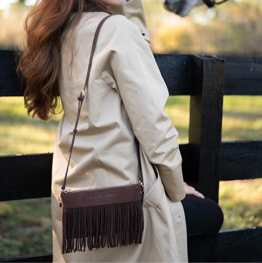 Tucker Tweed Wellington Wristlet Dark Chocolate Fringe LIMITED EDITION