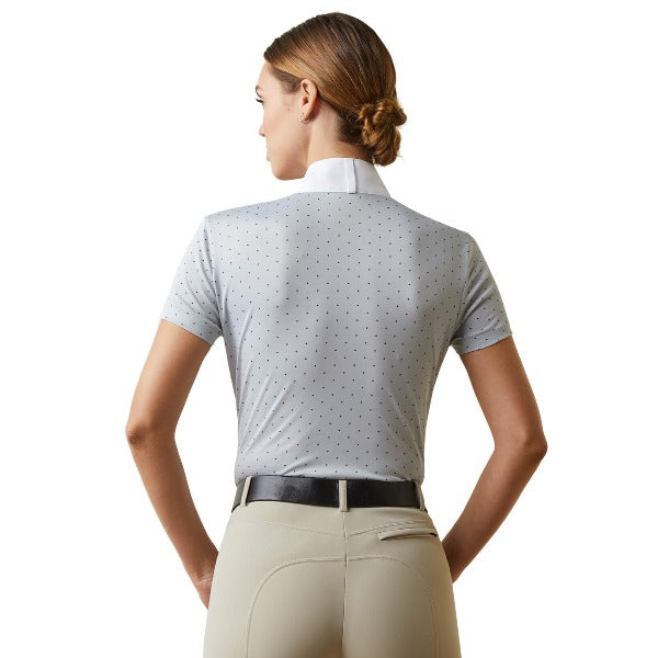 Ariat Ladies Aptos Short Sleeve Show Shirt | Pearl Grey Dot