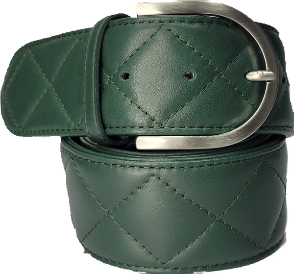 Tailored Sportsman Quilted C Belt - Pine w. Silver Buckle