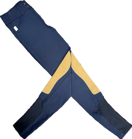 Tailored Sportsman Trophy Hunter Sock Bottom Breeches - Black & Blue w/Tan Patch