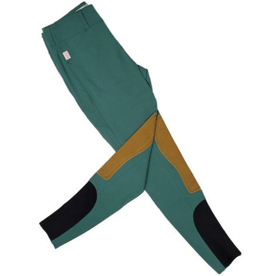 Tailored Sportsman Trophy Hunter Sock Bottom Breeches - Ocean w/ Tan Patch