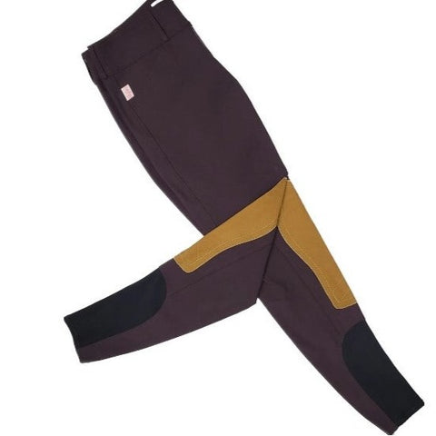 Tailored Sportsman Trophy Hunter Sock Bottom Breeches - Boysenberry w/Tan Patch