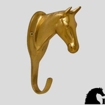 Horsefare Brass Horsehead Hook, 6.125 Inch High