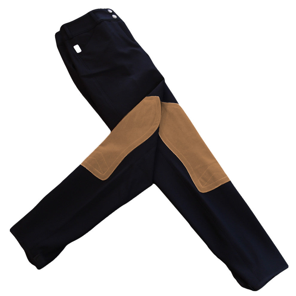 Tailored Sportsman Trophy Hunter Breeches - Black w/ Tan Patches