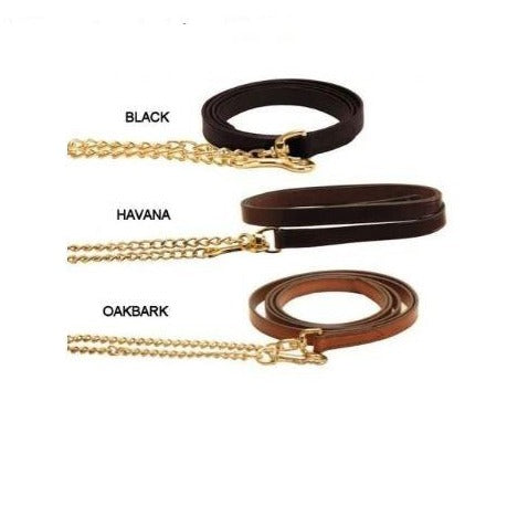 Tory Leather Lead w/Brass Plaited Chain